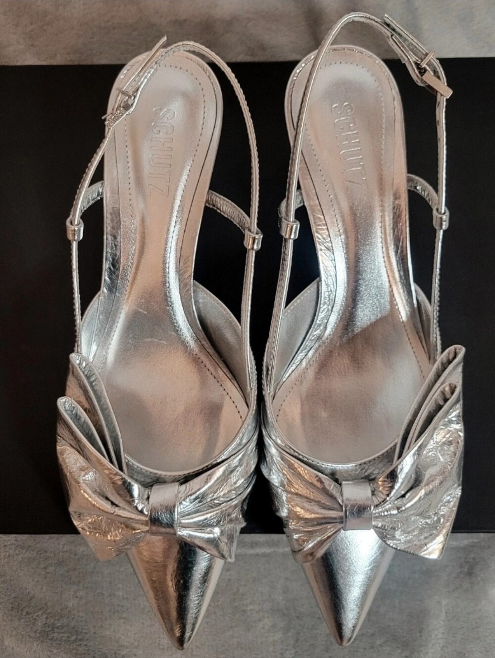NWT SCHUTZ Metallic Silver Judy Kitten Heel Pumps, Size 8.5